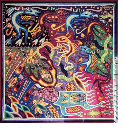 Huichol "Nierika" Yarn Painting