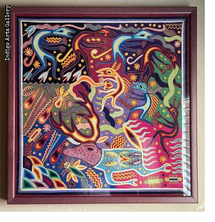 Huichol "Nierika" Yarn Painting