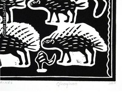 Porcupines - Linocut print