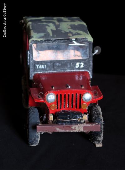 Red 1952 Willys Jeep Taxi Sculpture