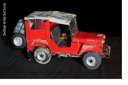 Red 1952 Willys Jeep Taxi Sculpture