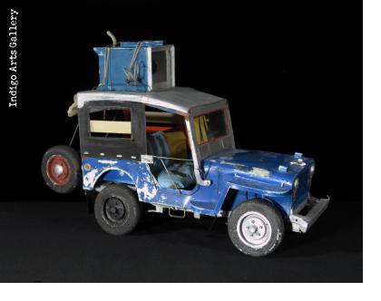 Blue Willys with a Load - Jeep Sculpture