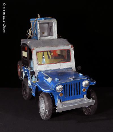 Blue Willys with a Load - Jeep Sculpture