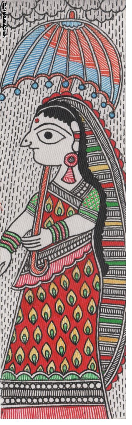 Woman with umbrella - Miniature painting