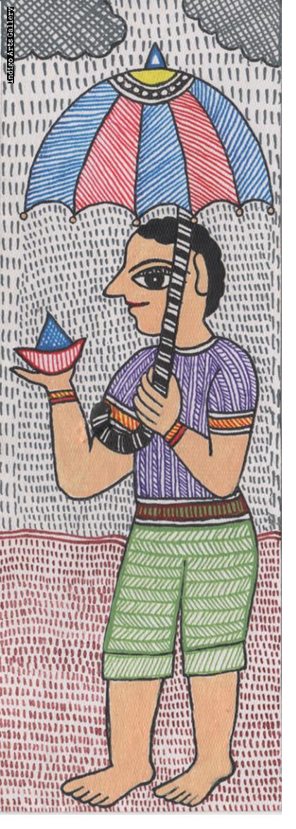 Boy with a Boat - miniature painting
