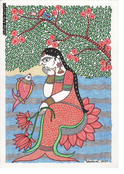 Madhubani Art, Radha Krishna Art Print by madhubaniartusa | Society6