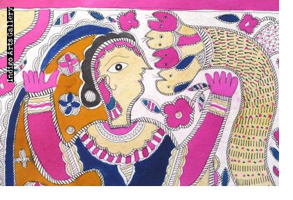  The Snake Goddess Manasa - Mithila painting