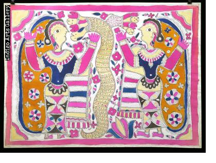  The Snake Goddess Manasa - Mithila painting