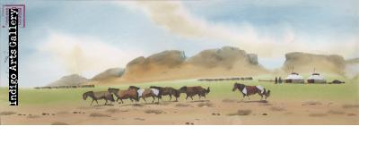Horses in Mongolian Landscape