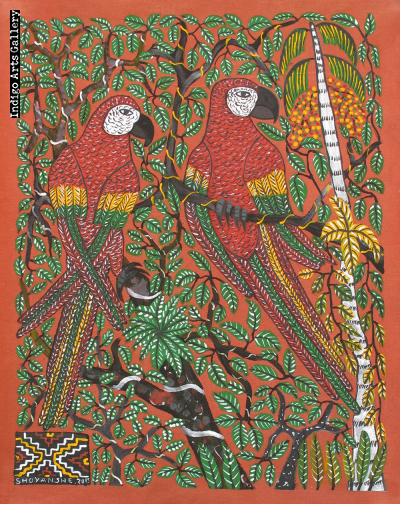 Two Red Parrots