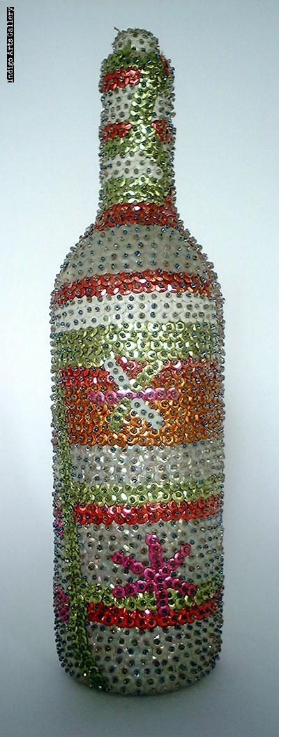 Vintage Voodoo Beaded Bottle Haitian Folk Art