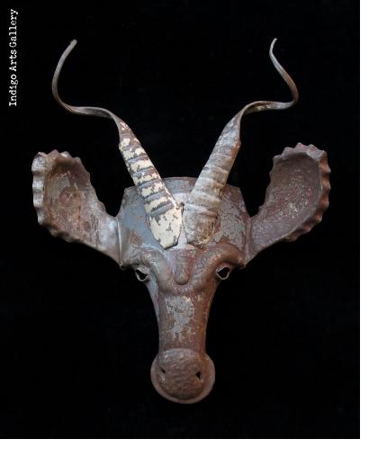 Recycled Steel Kudu Mask from Zimbabwe