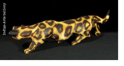 Stalking Leopard wood sculpture