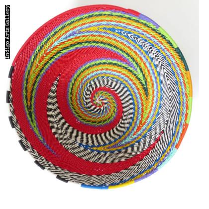 Imbenge Zulu Telephone Wire Basket (medium bowl shape) - Red Multicolor