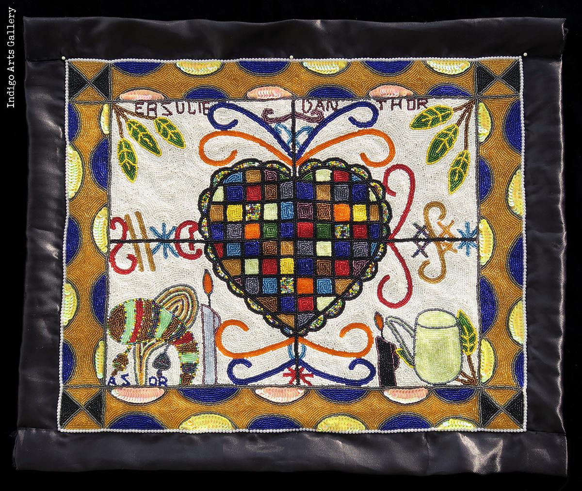 "Erzulie Dantor" Beaded Vodou Flag | Indigo Arts