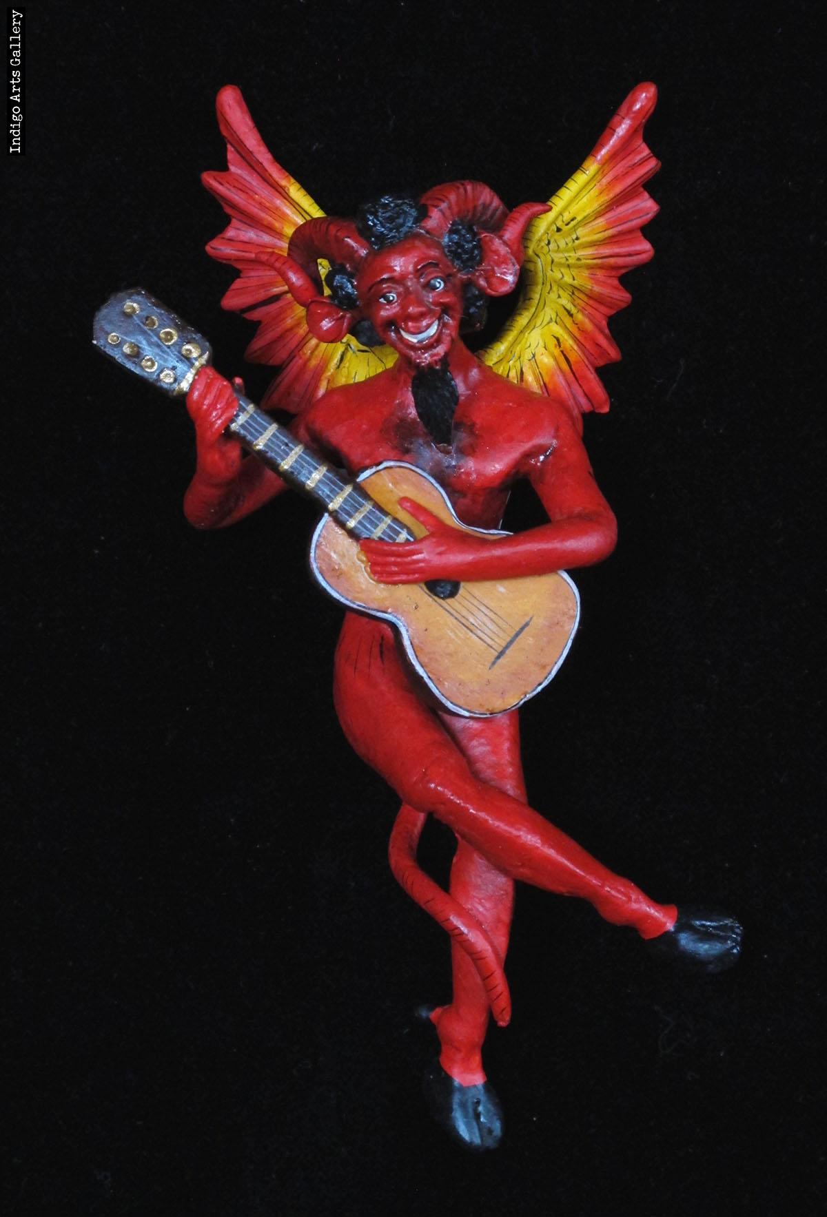 Mexican Outside Folk Artist Melia Smoking Devil With Third Eye outlets Retablo