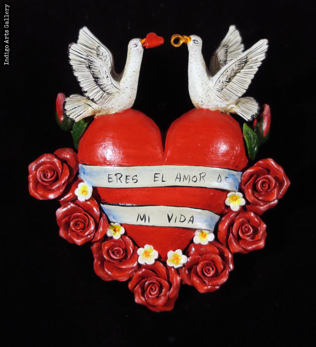 Eres El Amor De Mi Vida You Are The Love Of My Life Retablo Heart Ornament Indigo Arts