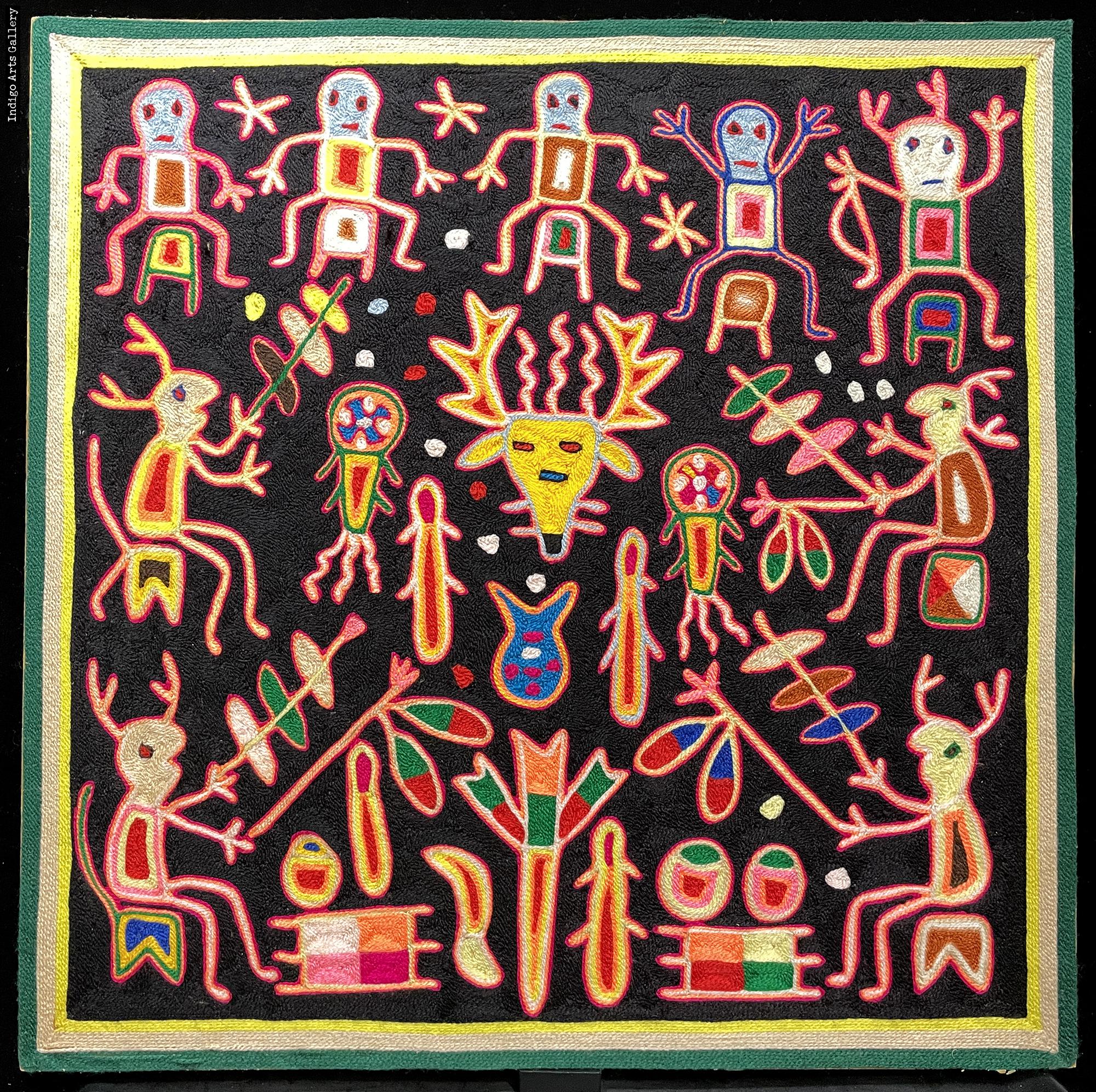 ユーカリ　ドライアート Pilgrimage to Real Catorce (Wirikuta) - Nierika Yarn Painting