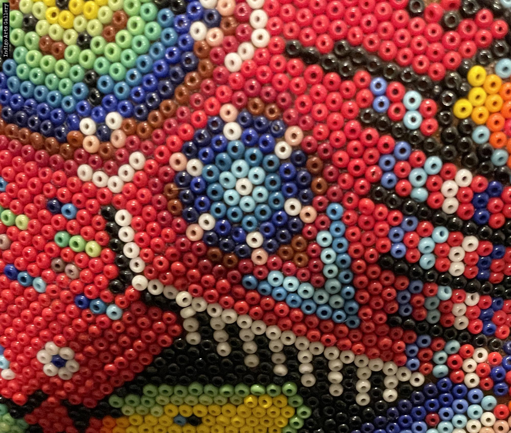 Large Jaguar Head/Mask - Huichol Beaded Sculpture | Indigo Arts