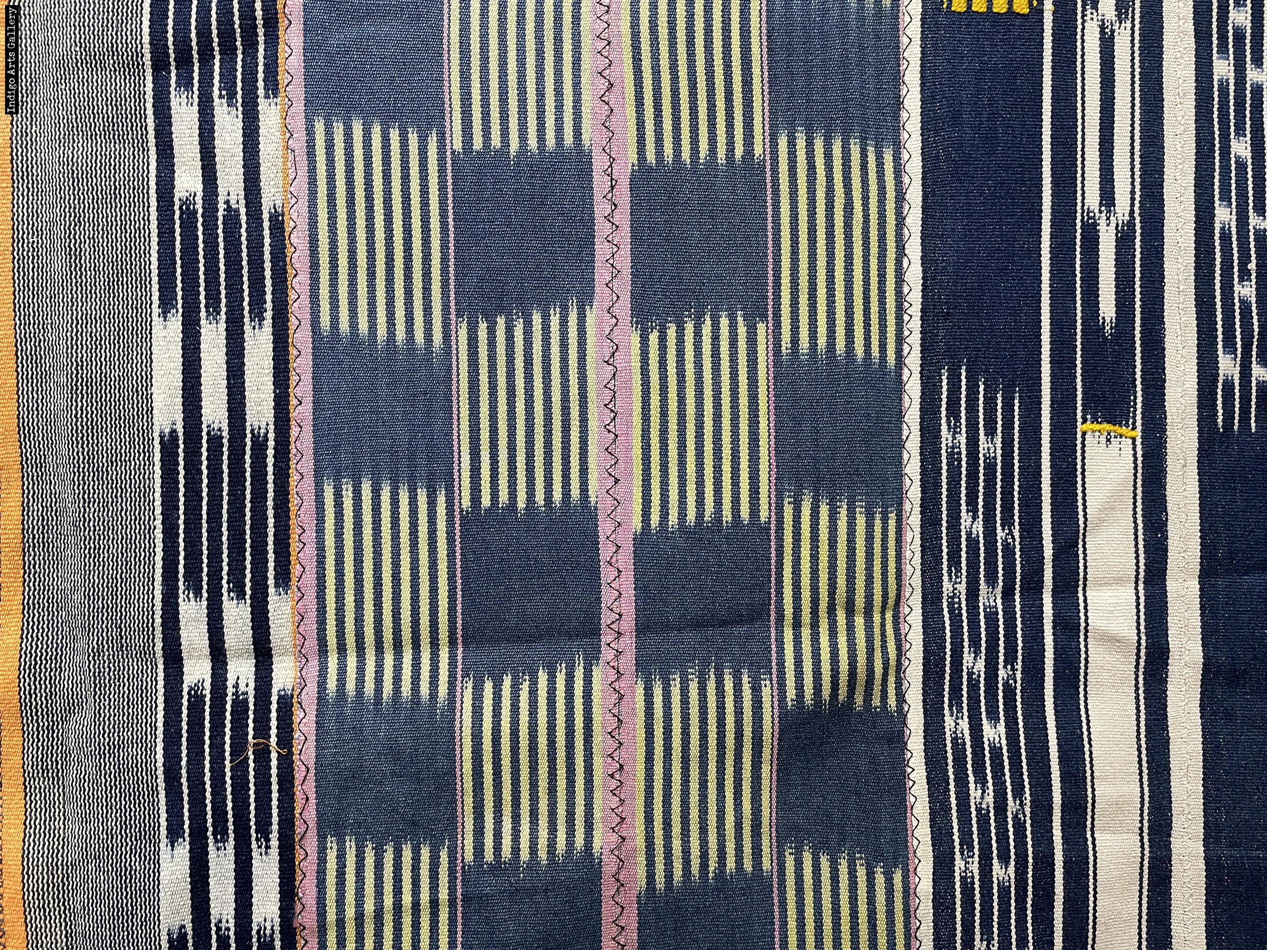 Baule Indigo ikat strip-weave cotton fabric | Indigo Arts