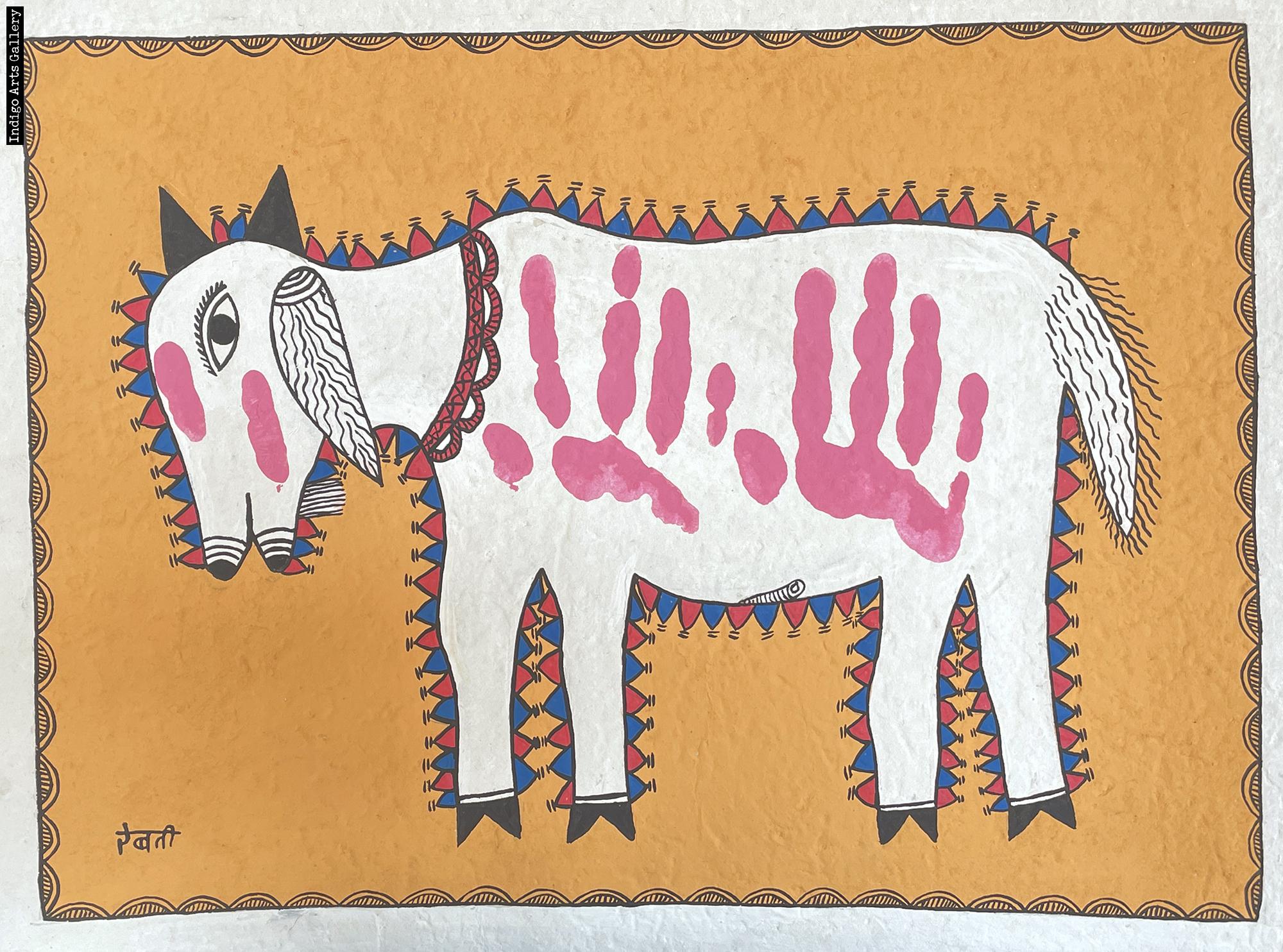 Goat painted with Handprints for Tihar Festival | Indigo Arts