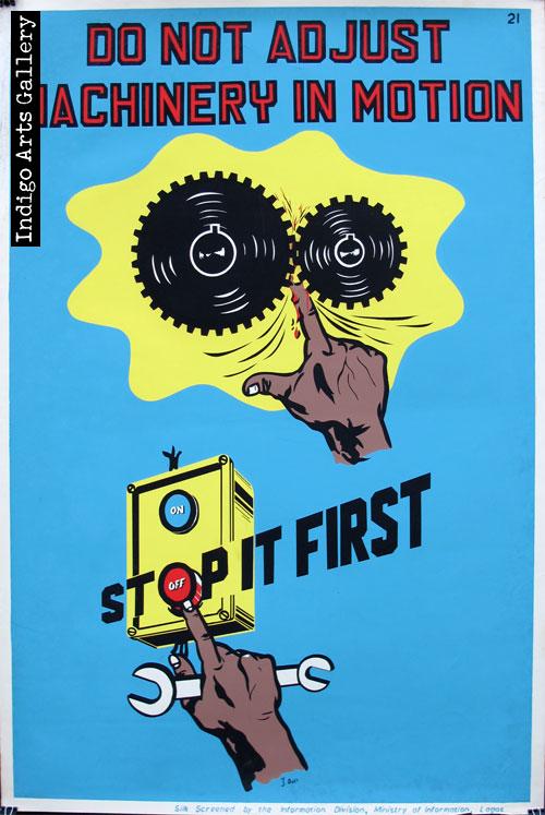 DO NOT ADJUST MACHINERY IN MOTION - Workplace Safety Poster #21