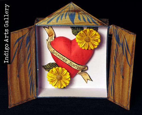 Heart Box , heart icon box, Sacred high quality Heart Retablo