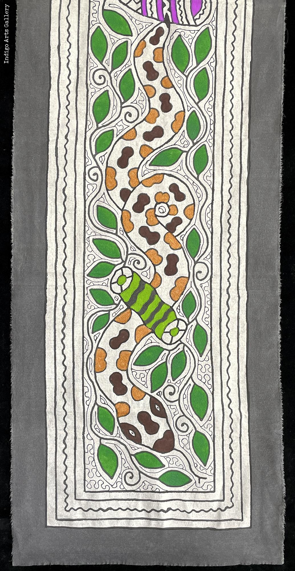 Two Snakes in the Forest - Shipibo Cloth Runner | Indigo Arts